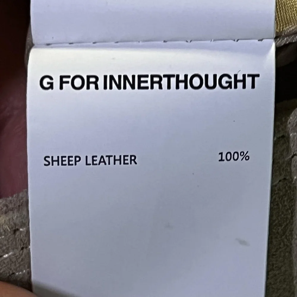 G For Innerthought Jacket Mens Large Beige Suede Leather Biker Snap Front